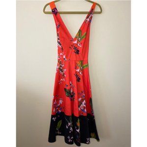TED BAKER LONDON Red Floral Midi Dress